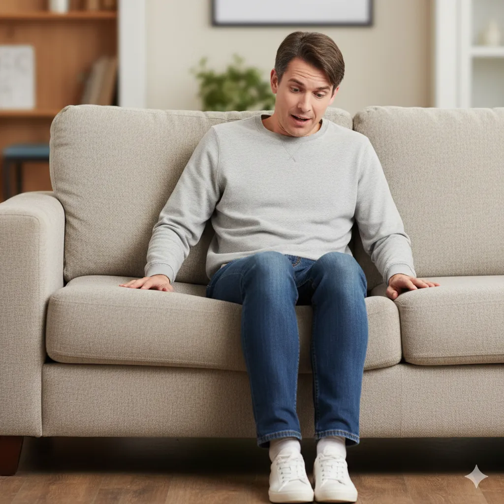 ۳. فرو رفتن بیش از حد فرد در تشک مبل به دلیل از بین رفتن خاصیت ارتجاعی فوم و اسفنج